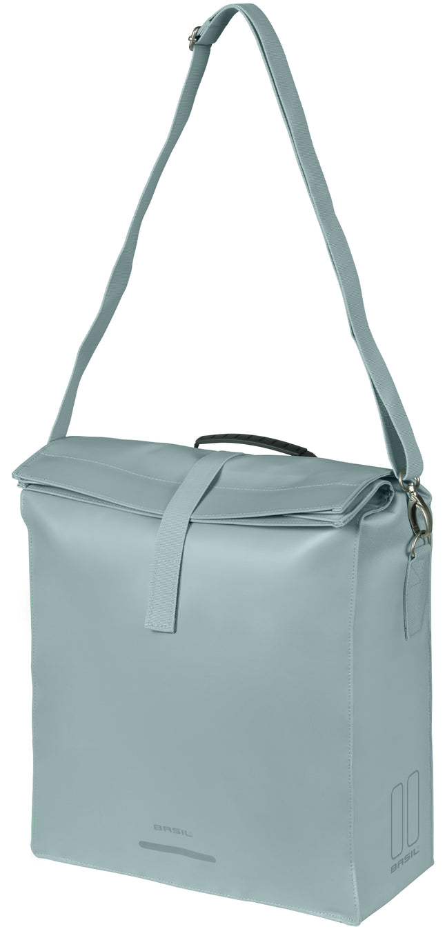 Basil Urban Load Pro enkele fietstas silver blue, vooraanzicht