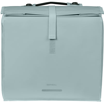 Basil Urban Load Pro dubbele fietstas silver blue, vooraanzicht