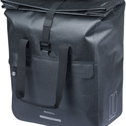 Basil Urban Dry Neo fietsshopper zwart, schuin vooraanzicht
