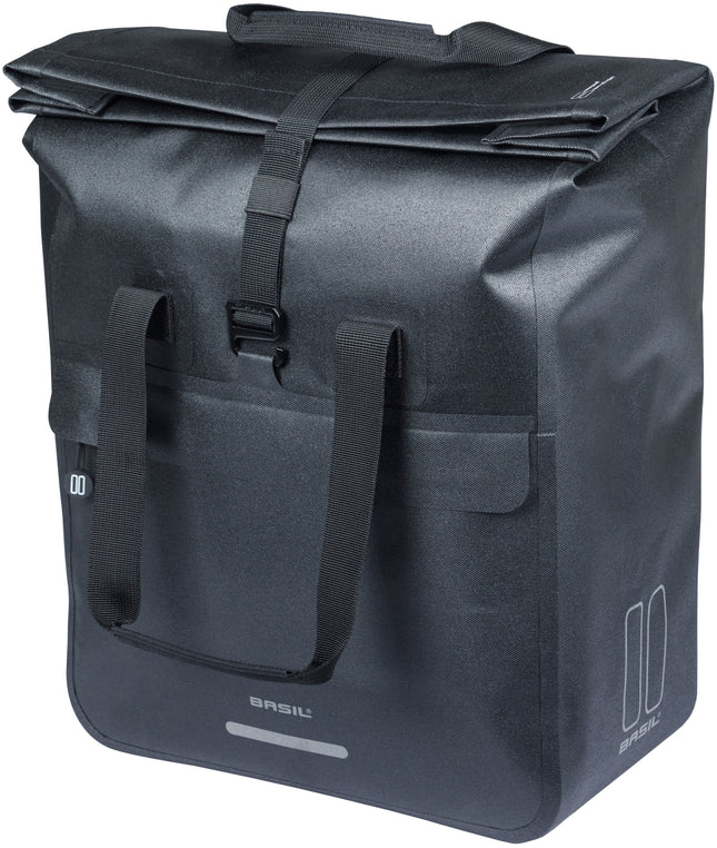 Basil Urban Dry Neo fietsshopper zwart, schuin vooraanzicht