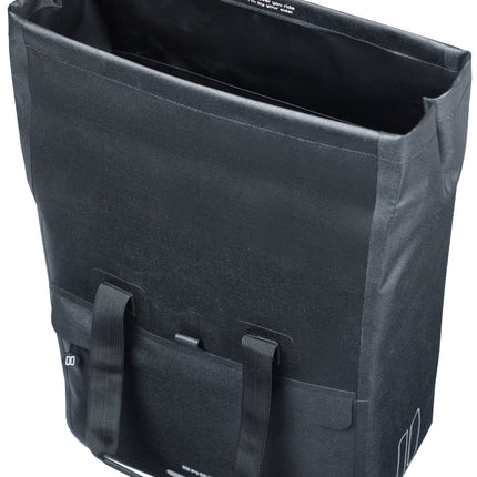 Basil Urban Dry Neo fietsshopper zwart, met geopende vouwsluiting