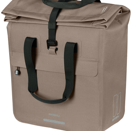 Basil Urban Dry Neo fietsshopper sage brown, schuin vooraanzicht