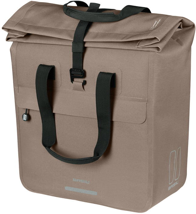 Basil Urban Dry Neo fietsshopper sage brown, schuin vooraanzicht