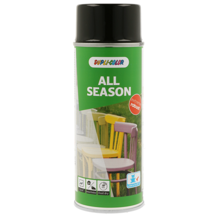 Dupli-Color All Season spuitlak RAL 9005 gitzwart glans 400 ml