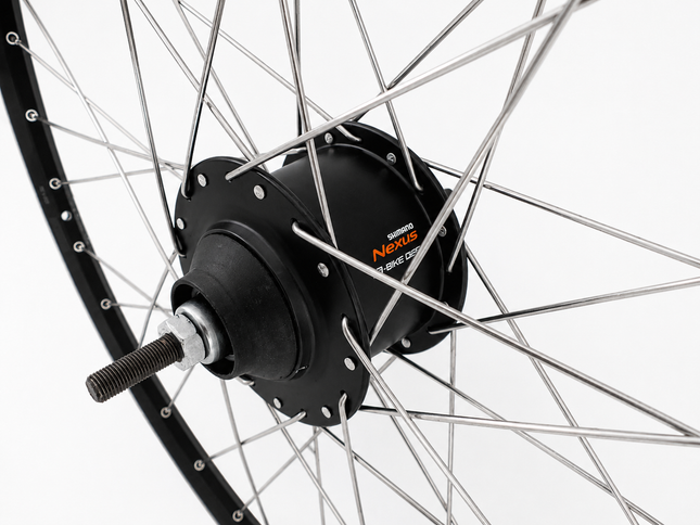 Detail van de Nexus 5-rollerbrakenaaf in het achterwiel