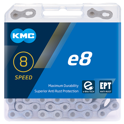 Fietsketting KMC E8 Turbo EPT - 122L, waxed — productfoto 2