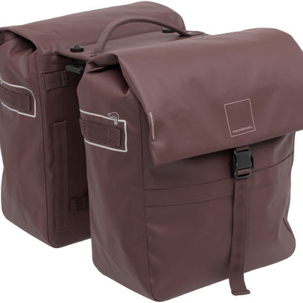 Dubbele fietstas New Looxs Leeds Double MIK 2.0 - 38 liter - 33 x 18 x 38 cm (2x) - Chocoladebruin