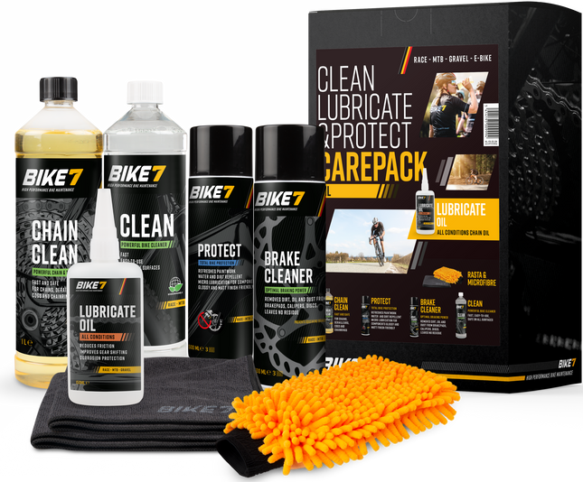 Bike7 Carepack Oil set met reinigings-, smeer- en beschermingsproducten