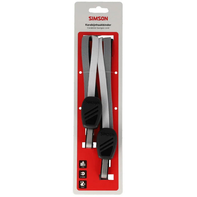 Simson karabijnhaakbinder 60 cm zwart/wit/grijs - verpakking
