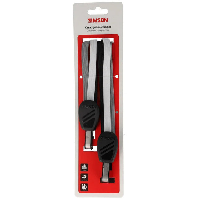 Simson karabijnhaakbinder 71 cm zwart/wit/grijs - verpakking