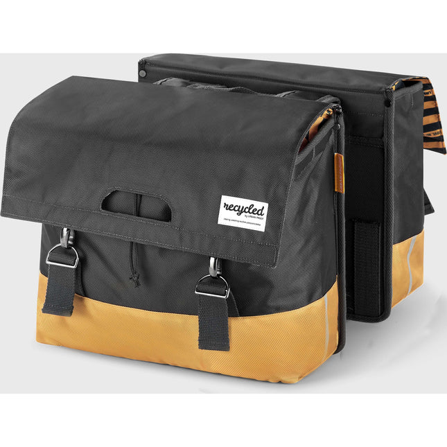UrbanProof dubbele fietstas RPET 40l grijs-geel