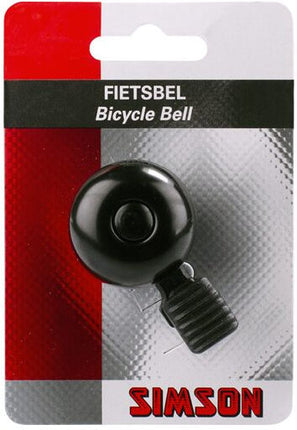 Simson fietsbel Mini 32mm met vaste kunststof bevestiging - zwart