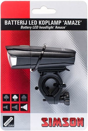Simson Koplamp "Amaze" 1 LED 25 Lux met Batterijen - afbeelding 3