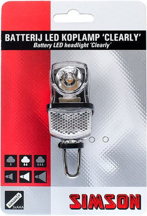 Simson koplamp voor voorvork LED 'Clearly' - met batterijen - afbeelding 2