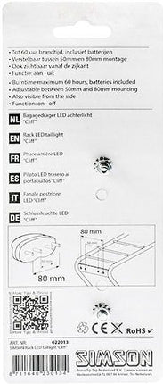 Simson Batterij Bagagedrager achterlicht Cliff