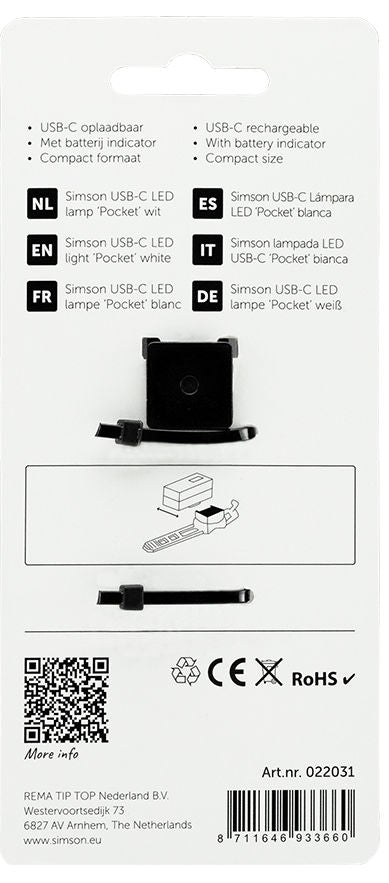 Koplamp Simson USB-C LED lamp pocket - wit - afbeelding 2