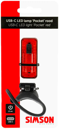 Achterlicht Simson USB-C LED lamp pocket - rood