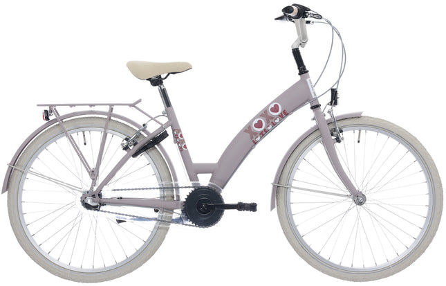Kinderfiets Bikefun Lots of Love 24 inch met Nexus 3 versnelling/remnaaf - Adobe Roze