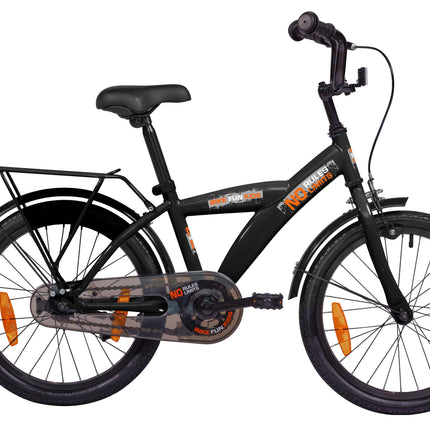 Kinderfiets Bikefun No Rules No Limit 16 inch met Remnaaf - Mat Zwart